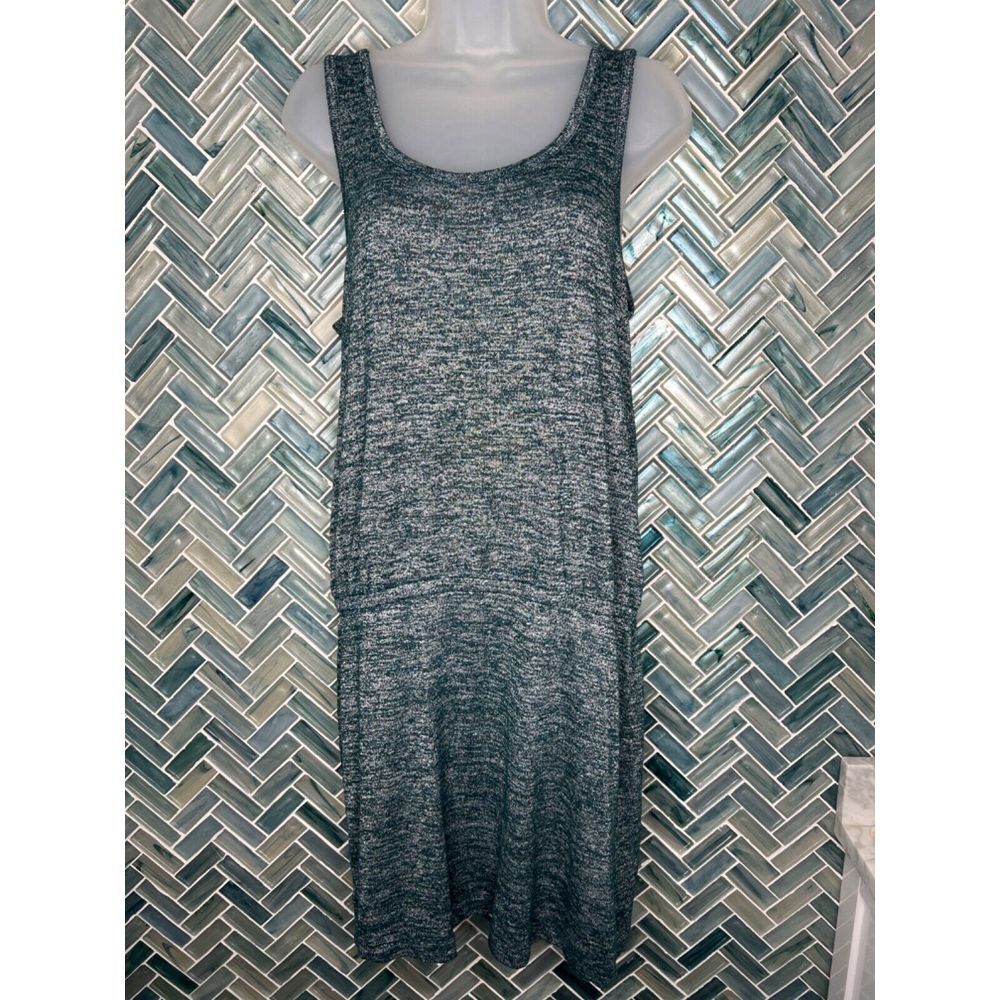 WOMENS LOU & GREY MARLED TEAL‎ STRETCH KNIT BLOUSON SLEEVELESS TANK DRESS MEDIUM